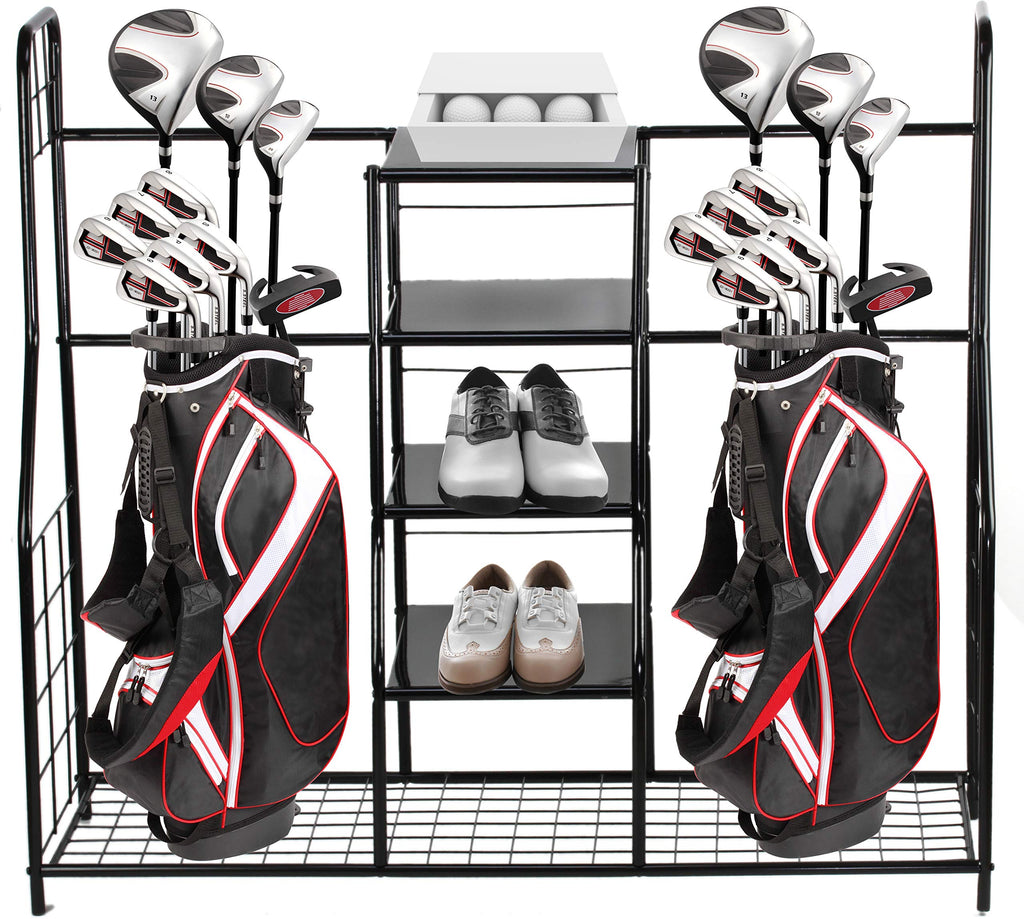 Home-it Golf Organizer Extra Large - Golf Bag Sports Dual Storage Organizer Perfect for Golfing Bags Clubs Balls Gadgets Accessories & Equipment Golf Organizer Rack for Garage and Basement