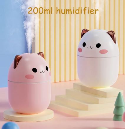 Cute Cat Air Humidifier – Ultra-Silent USB Aromatherapy & LED Cool Mist for Home, Office, Bedroom, and Car