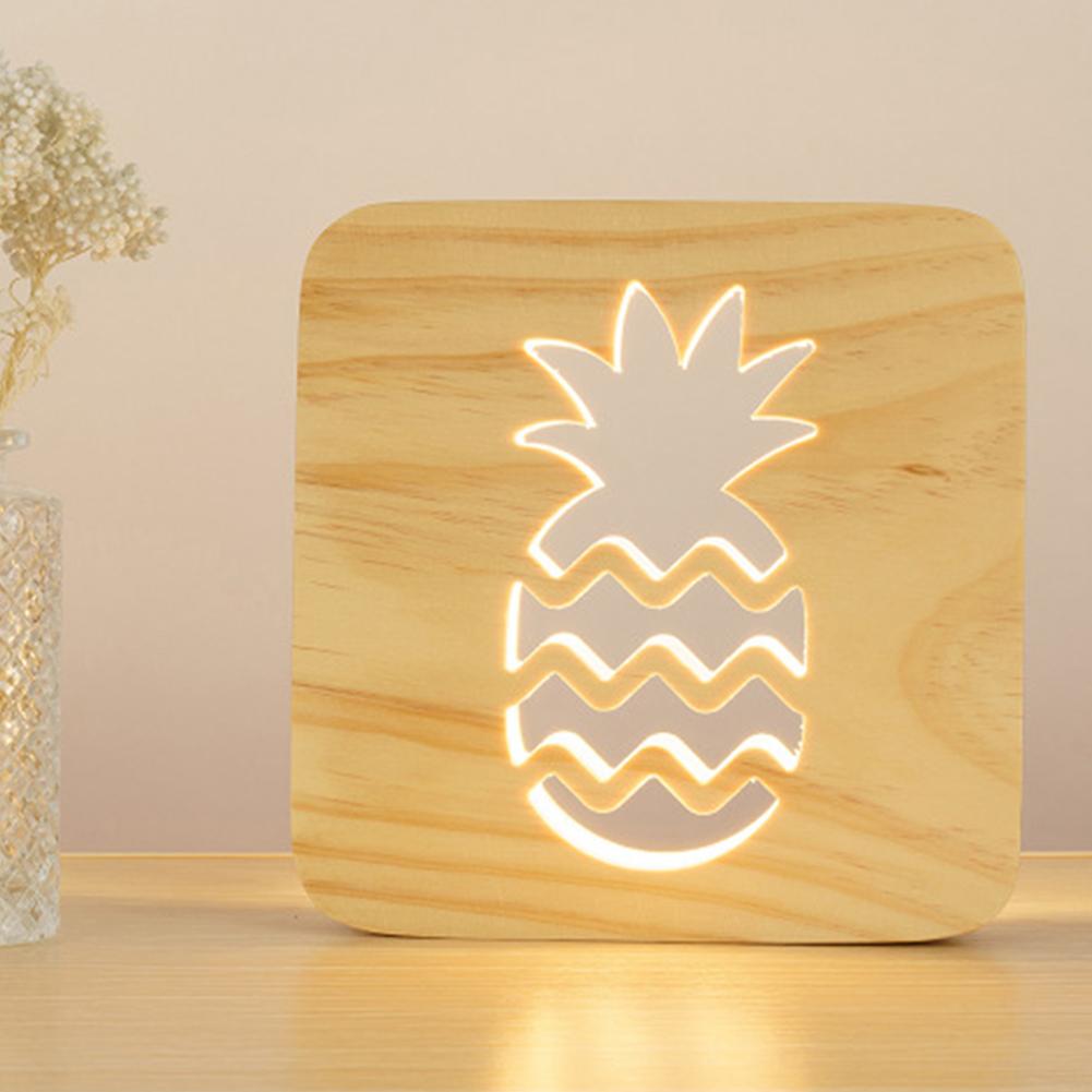 LED Wooden Pineapple Night Light for Kids' Room