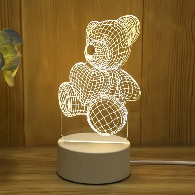 3D Night Light Room Decoration - Rechargeable LED Gift