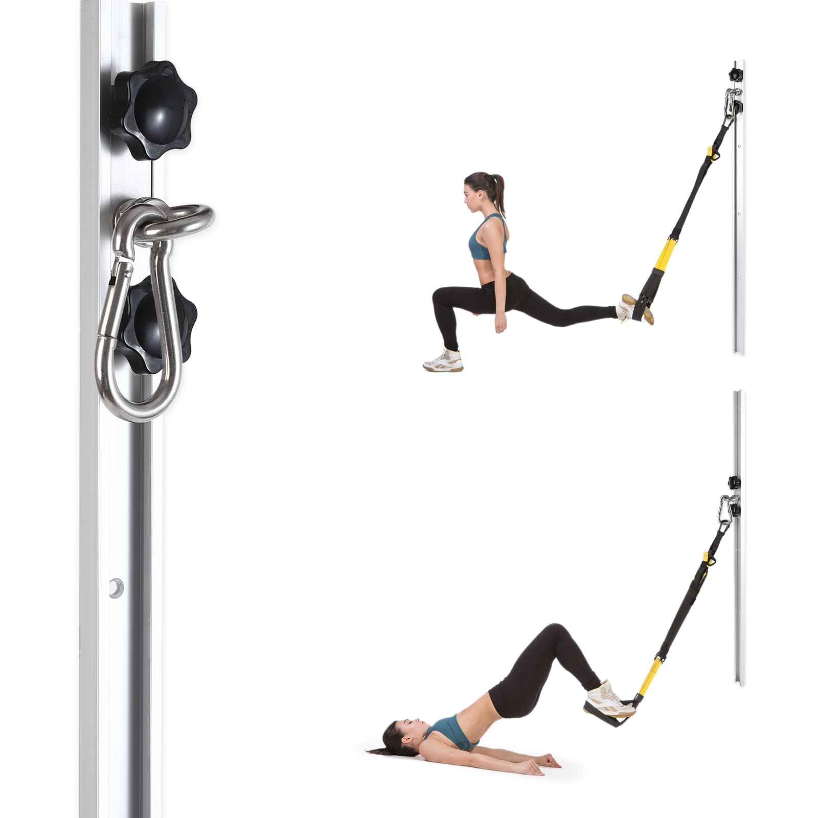 Resistance Band Wall AnchorGym Resistance Bandsdjustable Workout Wall Anchor Systemfor Resistance Band Exerciseswith 2 Rail and 2 Rail CarEasy Installation(double setNo Resistance Bands)