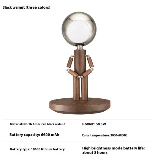 Moon Lamp Solid Wood Desk Decoration