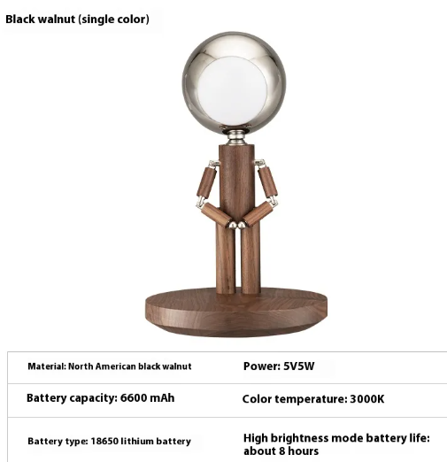 Moon Lamp Solid Wood Desk Decoration