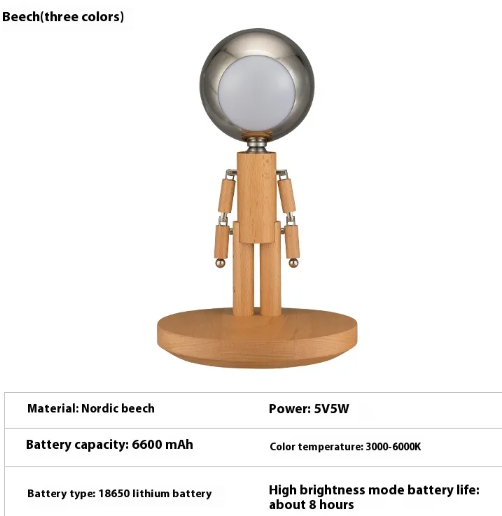 Moon Lamp Solid Wood Desk Decoration
