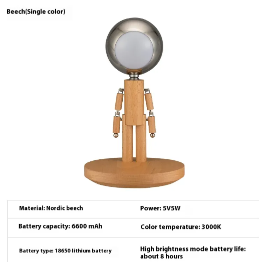 Moon Lamp Solid Wood Desk Decoration