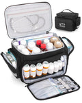 Medicine Organizer Storage Bag Empty Home Health Nurse Bag Pill Bottle Organizer Box Medication First Aid Travel Bag for Nurses Black